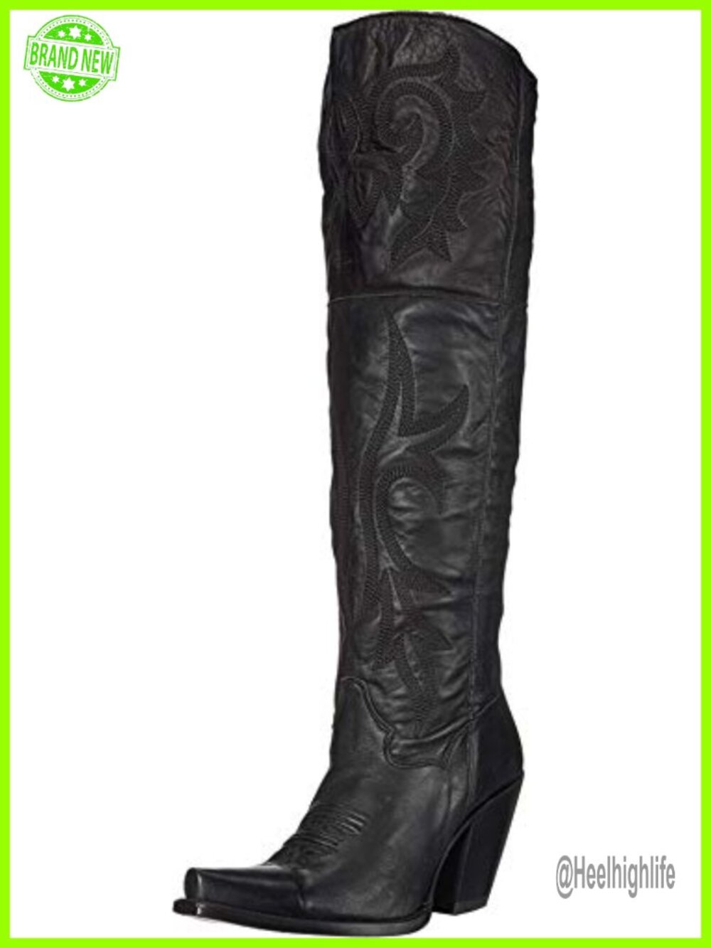 Dan Post Jilted Embroidered Snip Toe Over the Knee Dress Boots Leather High Heel
